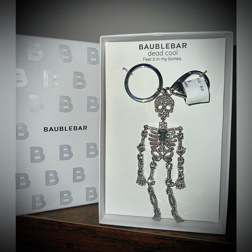 BaubleBar Rhinestone Metallic Skeleton Keychain